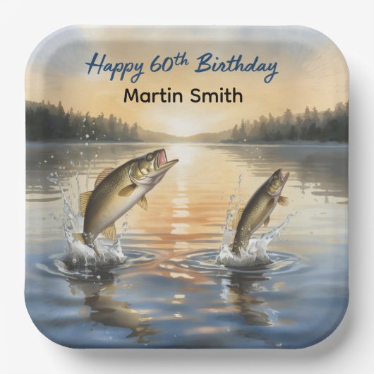 Fishing 60th birthday 60th birthday ペーパープレート (正面)