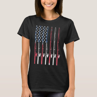 Fishing American Flag 4th Of July Patriotic Fisher Tシャツ