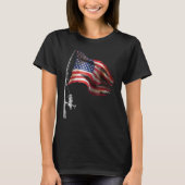 Fishing American Flag Fisherman Patriotic Day 4th  Tシャツ (正面)