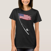 Fishing  American Flag Fishing Rod Tシャツ (正面)
