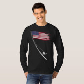Fishing American Flag Fishing Rod Tシャツ (正面フル)