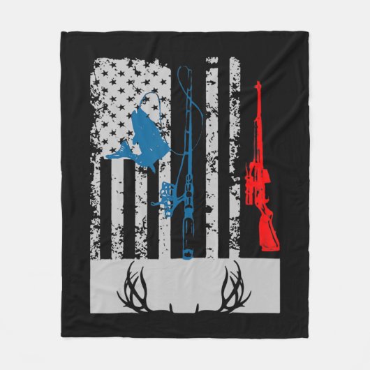 Fishing And Deer Hunting American Flag  For Hunter フリースブランケット (正面)