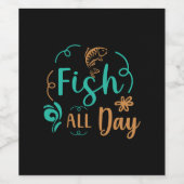 Fishing Art Fish All Day ワインラベル (シングルラベル)