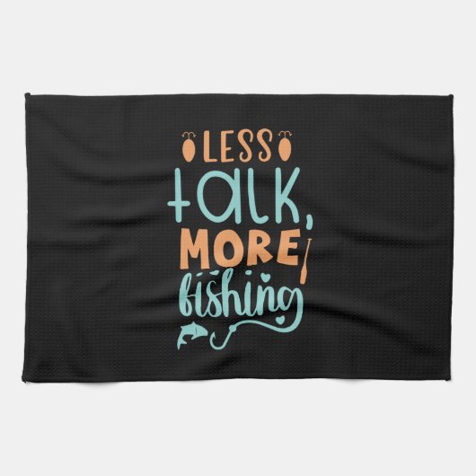 Fishing Art Less Talk More Fishing キッチンタオル (横)