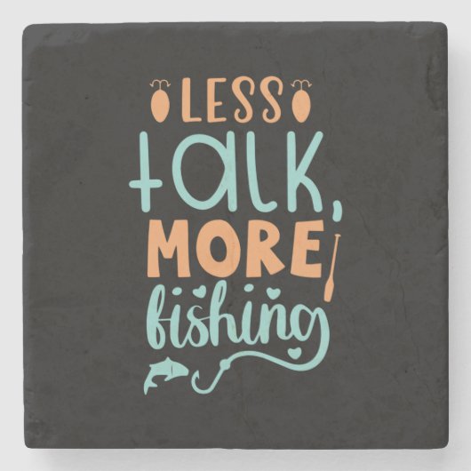 Fishing Art Less Talk More Fishing ストーンコースター (正面)