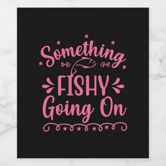 Fishing Art Something Fish Going On ワインラベル (シングルラベル)