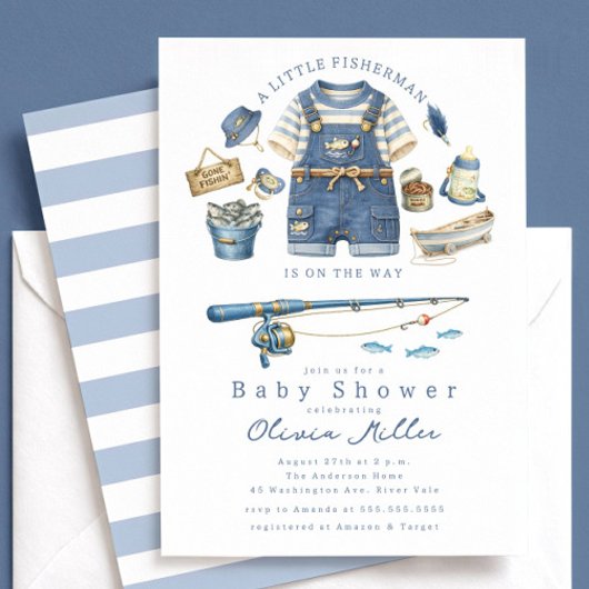 Fishing Baby Shower Invitation Boy Theme 招待状