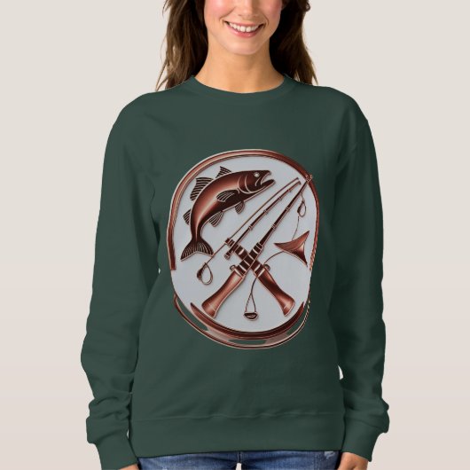 Fishing Badge Design – Women’s Sweatshirt スウェットシャツ (正面)