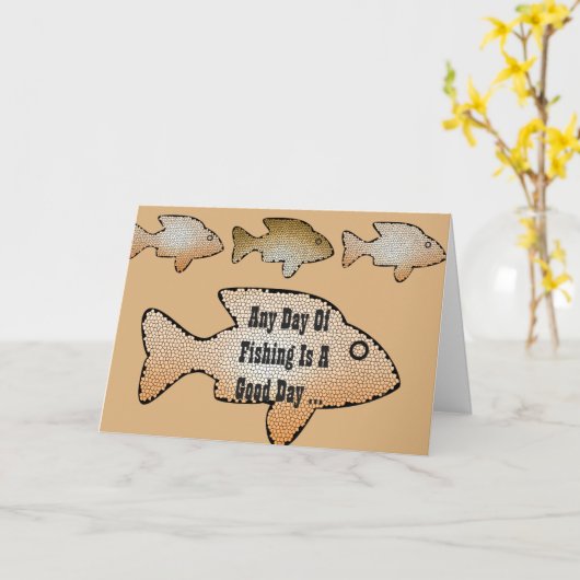 Fishing birthday, 4 fish on front. カード (黄色い花)