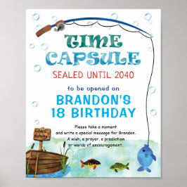 Fishing Birthday Time Capsule, O-fish-ally party  ポスター