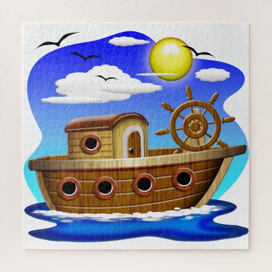 Fishing Boat Cartoon  ジグソーパズル (縦)
