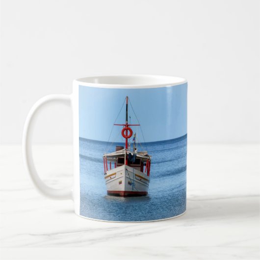 Fishing Boat in Calm Ocean Coffee Mug コーヒーマグカップ (左)