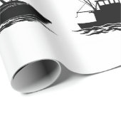 Fishing Boat Silhouette Pattern Wrapping Paper ラッピングペーパー (ロールコーナー)