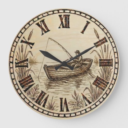Fishing Boat - Wall Clock  ラージ壁時計 (正面)