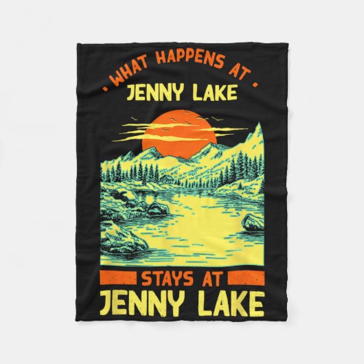 Fishing Boating Camping Lake Vacation Jenny Lake  フリースブランケット (正面)