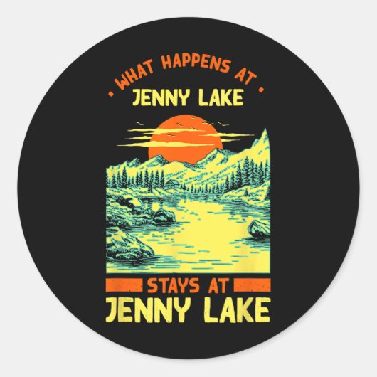 Fishing Boating Camping Lake Vacation Jenny Lake  ラウンドシール (正面)