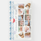 Fishing Boy 1st Birthday Milestone 12 Month Photo 横断幕 (縦)