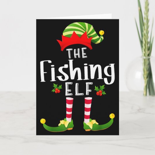 Fishing Christmas Elf Matching Pajama X-mas Party  カード (正面)