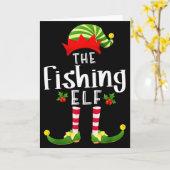 Fishing Christmas Elf Matching Pajama X-mas Party  カード (黄色い花)