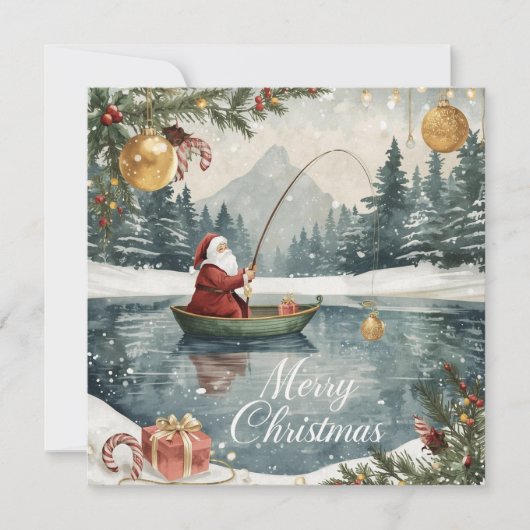 Fishing Christmas with Santa Claus in the Winter シーズンカード (正面)