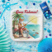 Fishing Christmas with Santa Claus Paper Plate ペーパープレート (パーティー)