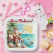 Fishing Christmas with Santa Claus Paper Plate ペーパープレート (パーティー)