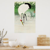 Fishing Crane in Shallow Water by Ohara Koson ポスター (キッチン)