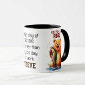 Fishing Dad Bear Catch Fish  マグカップ (正面右)