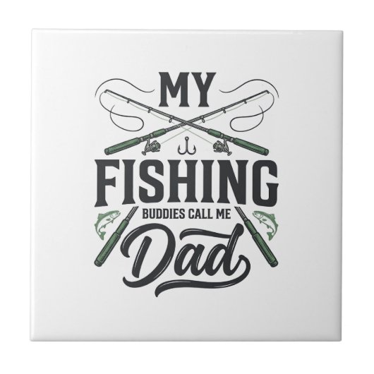 Fishing Dad Vintage Engraved  Shirt Design タイル (正面)
