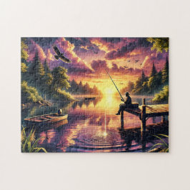 Fishing Escape Peaceful Lake Sunset ジグソーパズル
