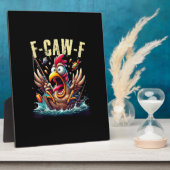 Fishing F-Caw-F Funny Chicken Scream Humor フォトプラーク (側面)