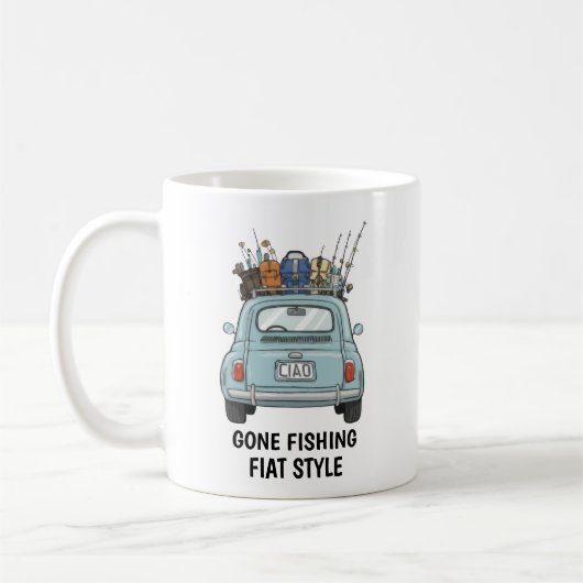 Fishing Fiat Car  コーヒーマグカップ (左)