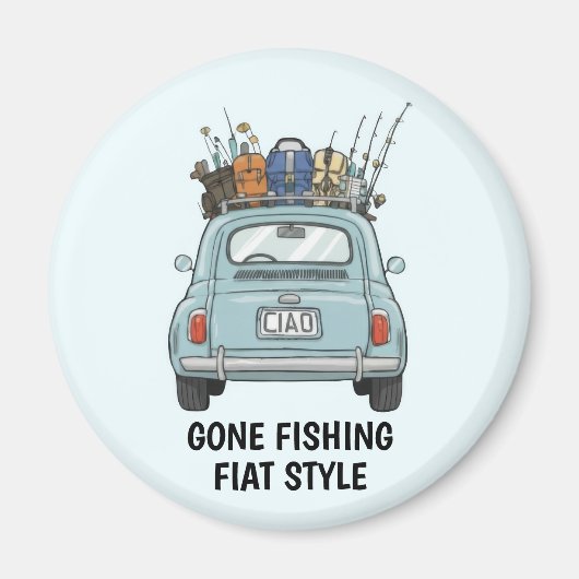 Fishing Fiat Car  マグネット (正面)