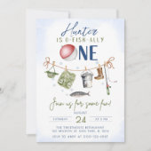 Fishing First Birthday Invitation Template: O-Fish 招待状 (正面)