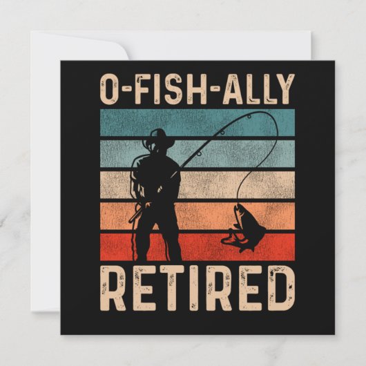 Fishing Fisherman Ofishally Retired Retirement Vin 招待状 (正面)