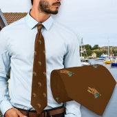 Fishing Flies Fisherman Chocolate Brown Neck Tie ネクタイ