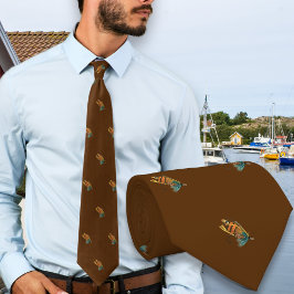 Fishing Flies Fisherman Chocolate Brown Neck Tie ネクタイ