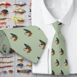 Fishing Flies Freshwater Fisherman Neck Tie ネクタイ