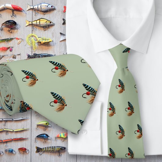 Fishing Flies Freshwater Fisherman Neck Tie ネクタイ