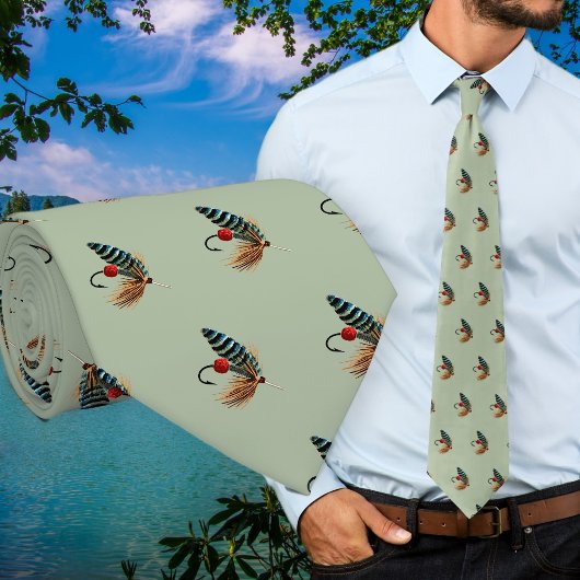 Fishing Flies Freshwater Fisherman Neck Tie ネクタイ