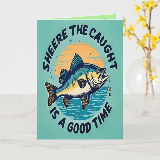 Fishing for Happiness, Folded Greeting Card カード (黄色い花)
