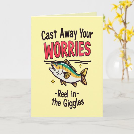 Fishing for Joy Birthday  カード (黄色い花)