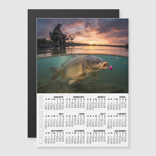 Fishing Fridge Calendar 2026, Carp / Fish (正面/裏面)