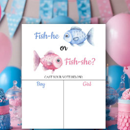 Fishing Gender reveal He or She chart ポスター