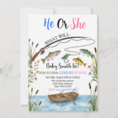 Fishing Gender Reveal Invitation, Fish-HE Fish-SHE 招待状 (正面)