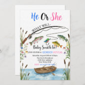 Fishing Gender Reveal Invitation, Fish-HE Fish-SHE 招待状 (正面/裏面)