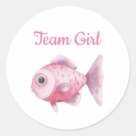 Fishing Gender Reveal - Team Girl ラウンドシール