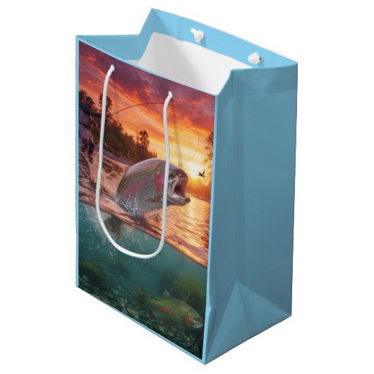 Fishing Gift Back, Rainbow Trout / Fish ミディアムペーパーバッグ (正面アングル)