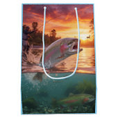 Fishing Gift Back, Rainbow Trout / Fish ミディアムペーパーバッグ (裏面)
