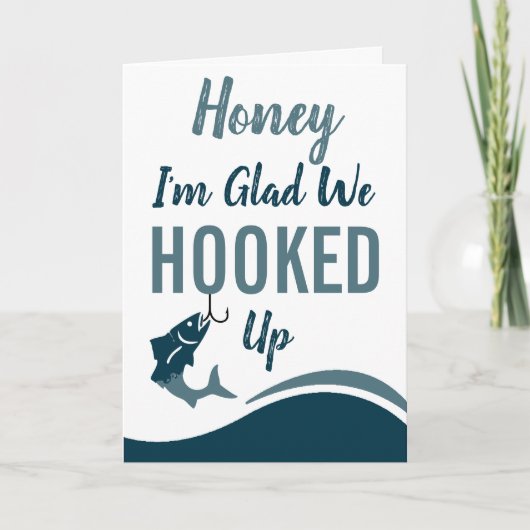 Fishing Glad We Hooked Up Funny Happy Birthday カード (正面)